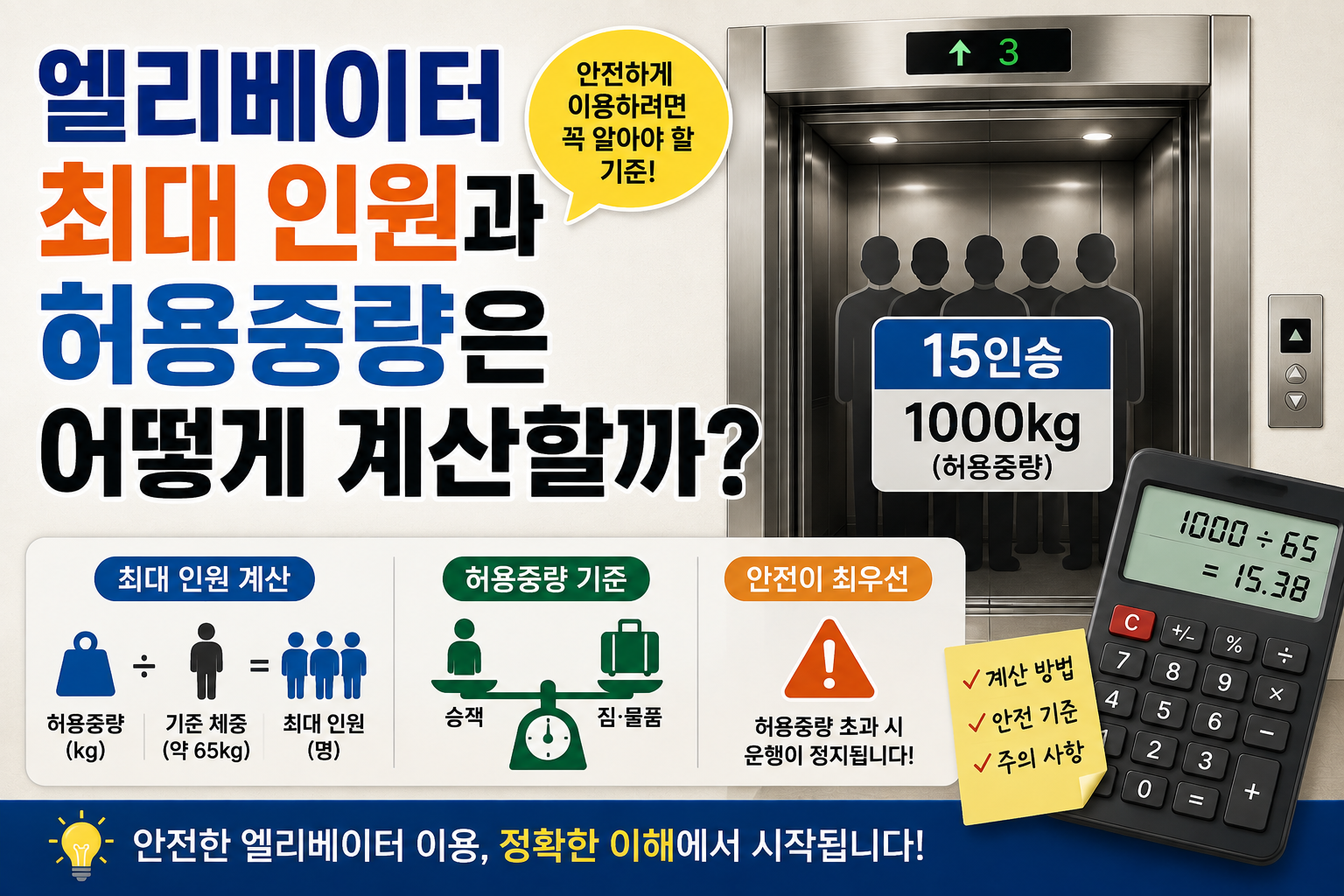 엘리베이터 허용중량 계산법